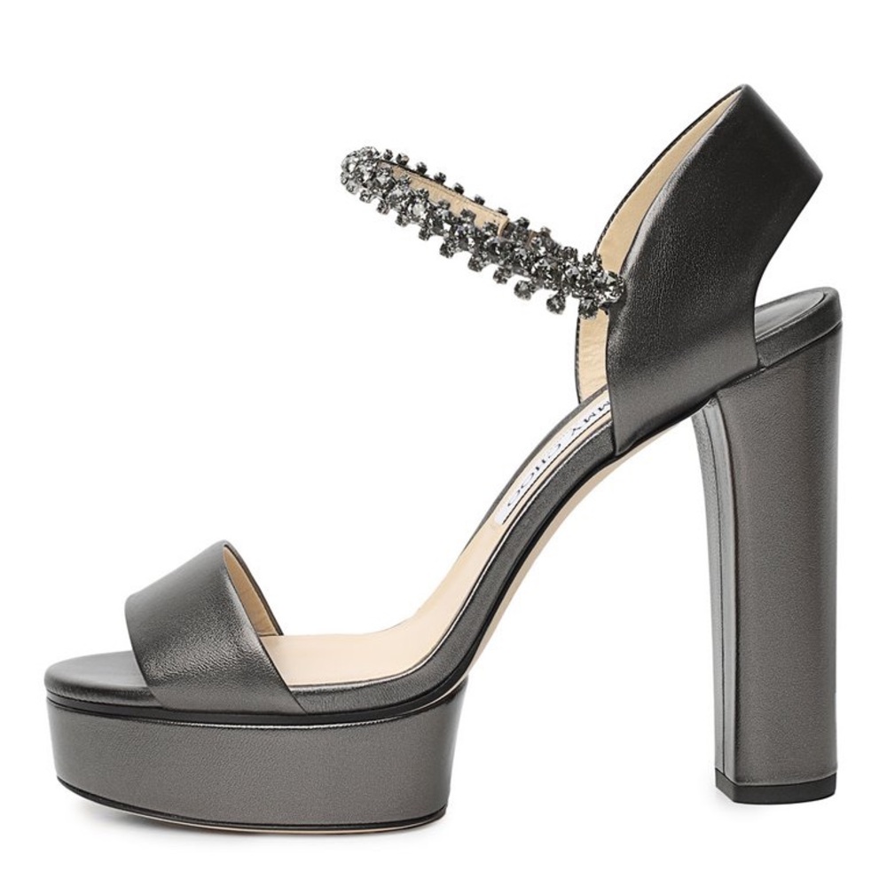 New Jimmy Choo Santina Embellished Satin Platform Sandals  $1,150 38